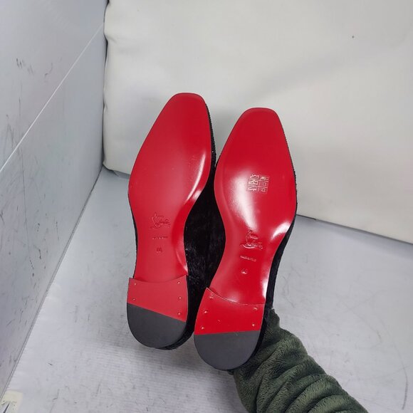 Christian Louboutin Black Greggy Chick Bejeweled Strass Lace Up Velvet Loafer main image 9